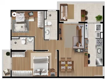 imagem 2 - Apartamento para venda com 2 quartos e 1 vaga de garagem com 64,58m² no Parque Industrial - Lançamento imagem 2 - Apartamento para venda com 2 quartos e 1 vaga de garagem com 64,58m² no Parque Industrial - Lançamento
