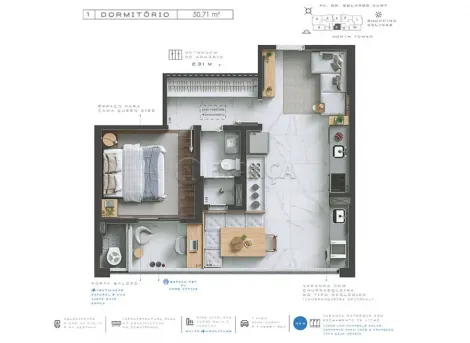 imagem 2 - Apartamento para venda com 01 quarto e 01 vaga de garagem - 50,71m² no bairro Jardim das Colinas imagem 2 - Apartamento para venda com 01 quarto e 01 vaga de garagem - 50,71m² no bairro Jardim das Colinas