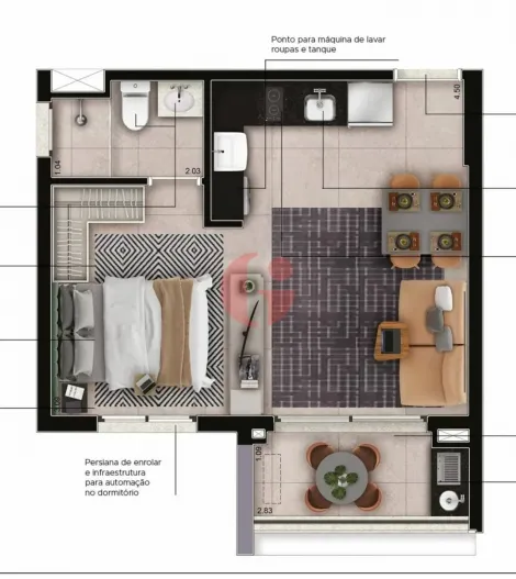 imagem 3 - Apartamento para venda com 01 quarto (01 suíte) - 33,85m² no bairro Jardim Esplanada imagem 3 - Apartamento para venda com 01 quarto (01 suíte) - 33,85m² no bairro Jardim Esplanada