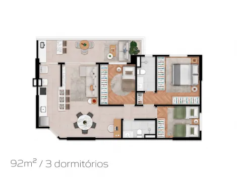 imagem 4 - Apartamento à venda com 3 quartos sendo 1 suíte - 92m² no bairro Jardim Aquarius imagem 4 - Apartamento à venda com 3 quartos sendo 1 suíte - 92m² no bairro Jardim Aquarius